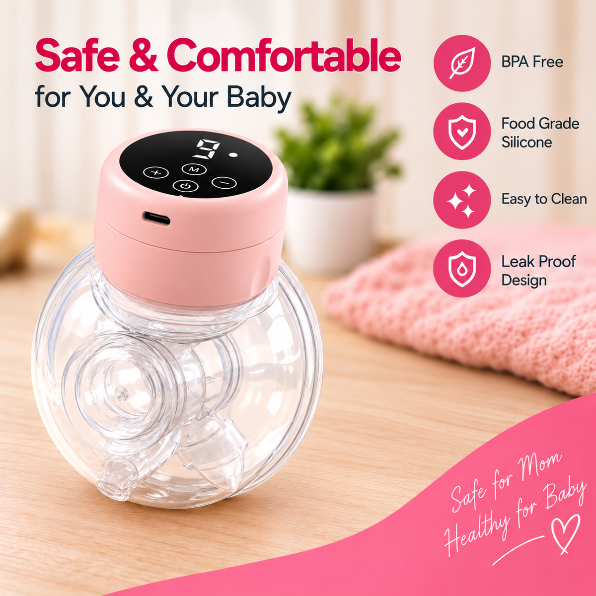 Wearable Automatic Electric Breast milk Pump for feeding Mothers