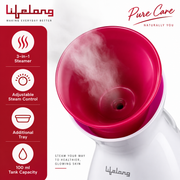 Lifelong Facial Steamer – 3-in-1 Nano Ionic Steam Facial Vaporizer with Adjustable Steam Control, 100ml Water Tank & Aromatherapy Tray